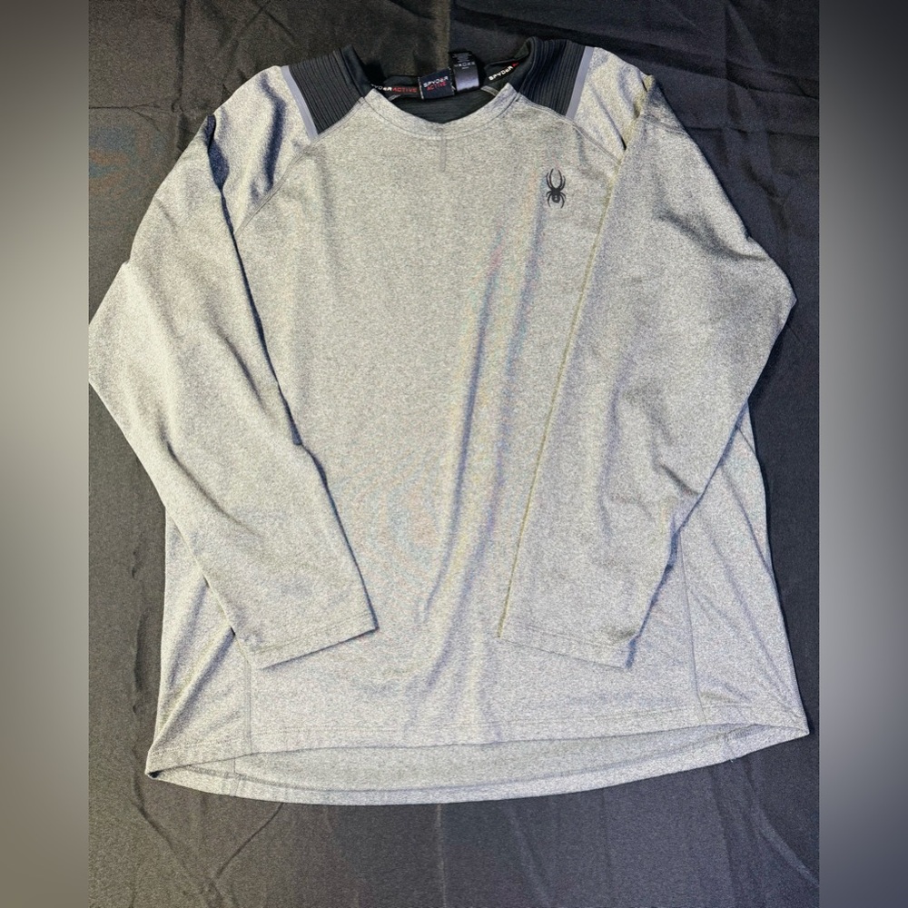 Spyder Active Men’s Gray Black Lightly Fleece Lined Size XL Top Shirt
